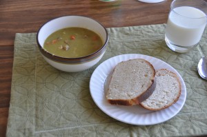 Basic White Bread and Pea Soup