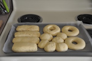 Raised Doughnuts, Maple Bars, and Dough Gobs After Second Rising